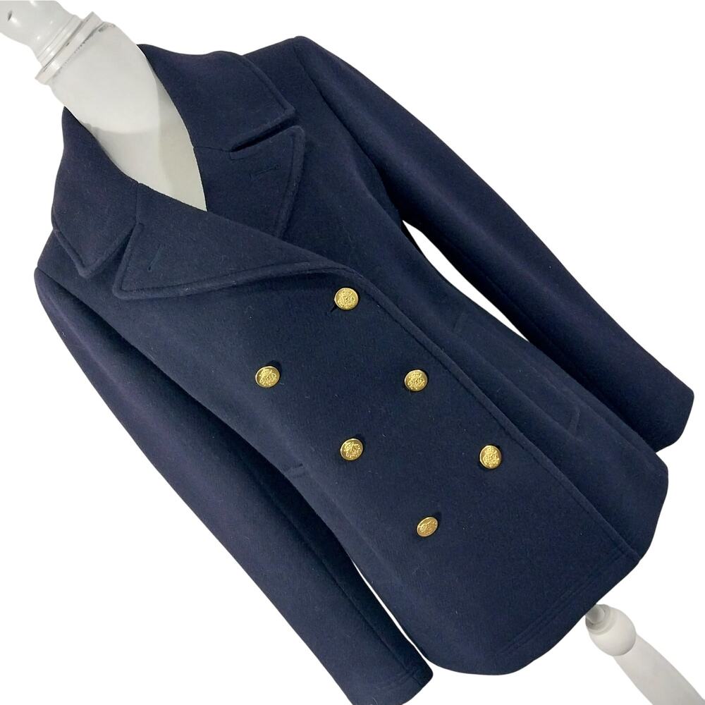 J. Crew Factory Navy Pea Coat with Gold Buttons